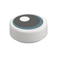 Tile Round 1 x 1 with Medium Azure Eye, Black Pupil Print, White