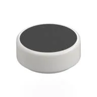Tile Round 1 x 1 with Black Surface Print, White