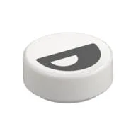 Tile Round 1 x 1 with Black Eye with Central Pupil Partially Closed Print, White