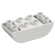 Duplo Brick 2 x 4 Curved Bottom, White