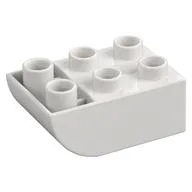 Duplo Brick 2 x 3 with Curved Bottom, White