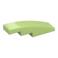Brick Curved 4 x 1 No Studs [Stud Holder with Symmetric Ridges], Yellowish Green