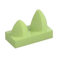 Tile Special 1 x 2 with Two Vertical Teeth / Tooth, Yellowish Green