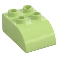 Duplo Brick 2 x 3 with Curved Top, Yellowish Green
