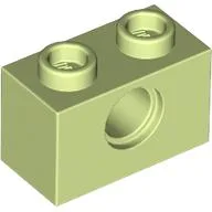 Technic Brick 1 x 2 [1 Pin Hole], Yellowish Green