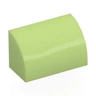 Brick Curved 1 x 2 x 1 No Studs, Yellowish Green