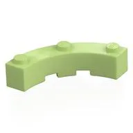 Brick Round Corner 4 x 4 Macaroni Wide with 3 Studs, Yellowish Green