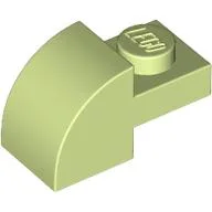 Brick Curved 1 x 2 x 1 with Curved Top, Yellowish Green