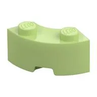 Brick Round Corner 2 x 2 Macaroni with Stud Notch and Reinforced Underside [New Style], Yellowish Green