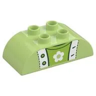 Duplo Brick 2 x 4 Curved Top with Sweater Top and Lime Undershirt Print, Yellowish Green