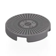 Tile Round 2 x 2 with Black Hubcap Print, Flat Silver