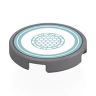 Tile Round 2 x 2 with White/Medium Blue Arc Reactor Print, Flat Silver