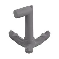 Tool Grappling Hook with 90° Shaft, Flat Silver