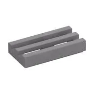 Tile Special 1 x 2 Grille with Bottom Groove, Flat Silver