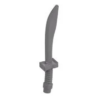 Weapon Sword / Saber with Curved Blade and Hilt, Flat Silver
