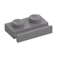 Plate Special 1 x 2 with Door Rail, Flat Silver