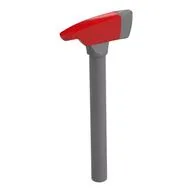 Weapon Axe With Red Head, Flat Silver
