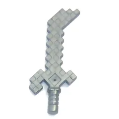 Weapon Sword with Bend Tip, Pixelated, Flat Silver