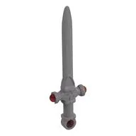 Weapon Sword with Bat, Trans Red Jewels Pattern (Sword of Gryffindor), Flat Silver