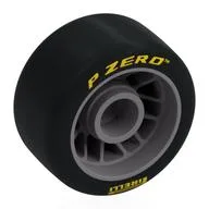 Wheel Rim 24 x 13.4 with Black Slick Tyre [Soft Rubber] with Yellow 'PIRELLI P ZERO' Print, Flat Silver