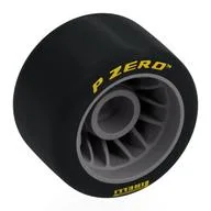 Wheel Rim 24 x 15 with Black Slick Tyre [Soft Rubber] with Yellow 'PIRELLI P ZERO Print, Flat Silver