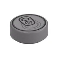 Tile Round 1 x 1 with Soda Can Tab, Ring Pull Print, Flat Silver
