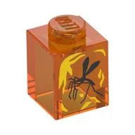 Brick 1 x 1 with Mosquito Print, Trans-Orange