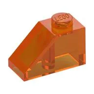 Brick Sloped 45° 2 x 1 with Bottom Pin, Trans-Orange