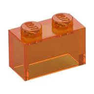 Brick 1 x 2 without Bottom Tube, Trans-Orange