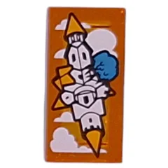 Tile 1 x 2 with Castle Nocturnia Print, Trans-Orange
