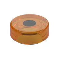Tile Round 1 x 1 with Silver Dot Print, Trans-Orange