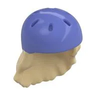 Hair and Helmet, Long with Blue Violet Helmet Pattern, Tan