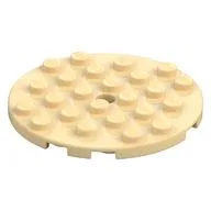 Plate Round 6 x 6 with Hole, Tan