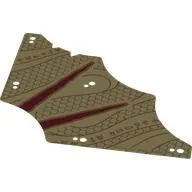 Sail, 13 x 13, Tattered with Dark Red Stripes, Dark Orange Snake Scales, Asian Symbols Print, Tan