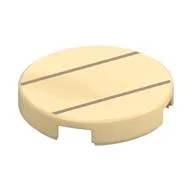 Tile Round 2 x 2 with Two Dark Tan Lines Print, Tan