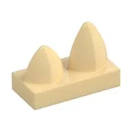 Tile Special 1 x 2 with Two Vertical Teeth / Tooth, Tan