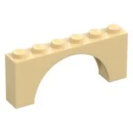 Brick Arch 1 x 6 x 2 - Thin Top without Reinforced Underside [New Version], Tan