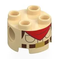 Brick Round 2 x 2, Pin Holes with Scouting Uniform, Reddish Brown Belt, Red Handkerchief Print, Tan