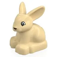 Duplo Animal Rabbit with Head Raised and Black Nose Print, Tan