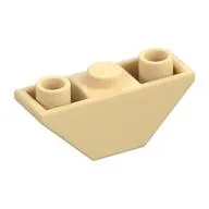 Brick Sloped Inverted 45° 3 x 1 Double with 2 Blocked Open Studs, Tan