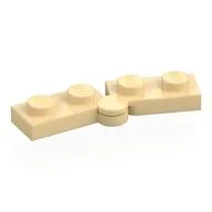 Hinge Plate 1 x 4 Swivel Top / Base - Hollow Clip [Complete Assembly], Tan