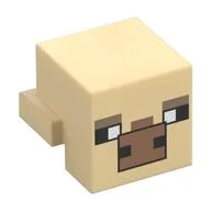 Minifig Head Special, Cube with Rear Ledge, Pixelated Black/Dark Tan Eyes, Medium Nougat Nose Print (Cow), Tan