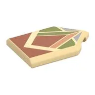 Tile Special 2 x 3 Pentagonal with Dark Orange/Olive Green/Nougat/Sand Blue Floor Tile Pattern Print, Tan