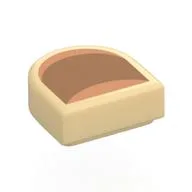 Tile Round 1 x 1 Half Circle with Medium Nougat Nail, Nougat Sides Print, Tan