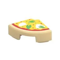 Tile Round 1 x 1 Quarter with Pizza Print, Tan