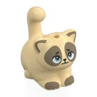 Animal, Cat, Chubby with Dark Tan Face, Toes, Bright Light Blue Eyes Print, Tan
