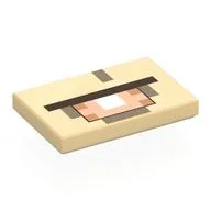 Tile 2 x 3 with Pixelated Orange Eye Print, Tan