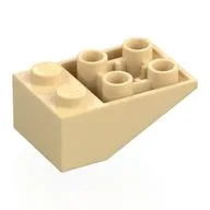 Brick Sloped Inverted 33° 3 x 2, Connections between Studs, Round Bottom Pin, Tan