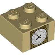 Brick 2 x 2 with Big Ben Clock Print, Tan