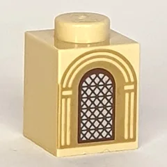 Brick 1 x 1 with Arched Window Print, Tan